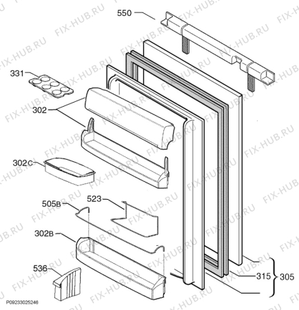 Взрыв-схема холодильника Aeg Electrolux SU96040-6I - Схема узла Door 003